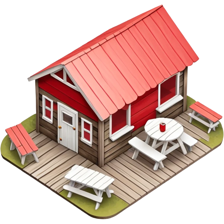 Maine lobster shack, isometric dollhouse-style, realistic emoji