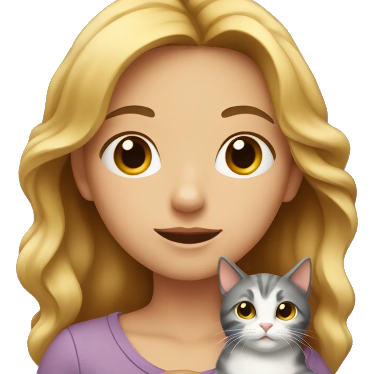 a girl with a cat in her hands emoji