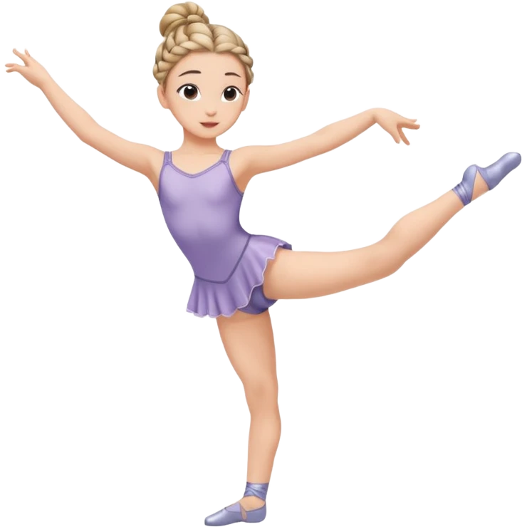 A young dancer with braided hair, practicing a gentle arabesque. emoji