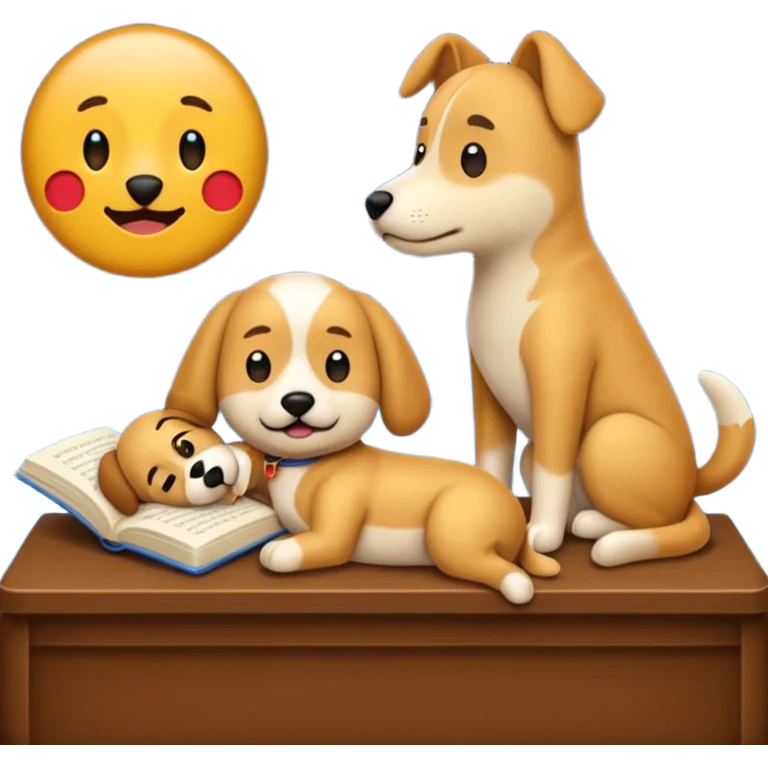 crea un emoji de buenas noches con texto : Buenas noches Javier y Tobi. Javier es un profesor y Tobi q sea un perro emoji