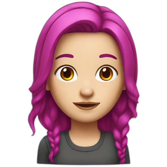White girl with a magenta hair emoji