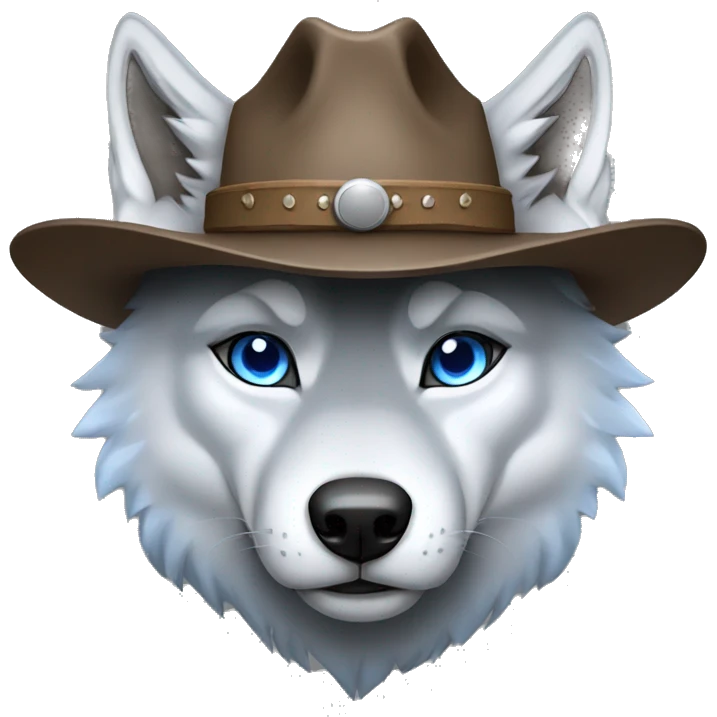 Wolf with cowboy hat Gray With white Lightsaber Blue eyes  emoji