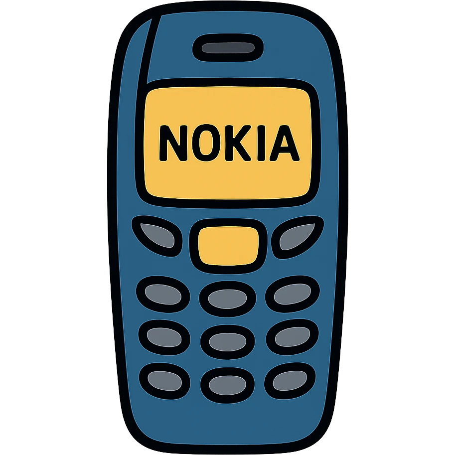 Classic Nokia mobile phone with 'Nokia' text on screen emoji
