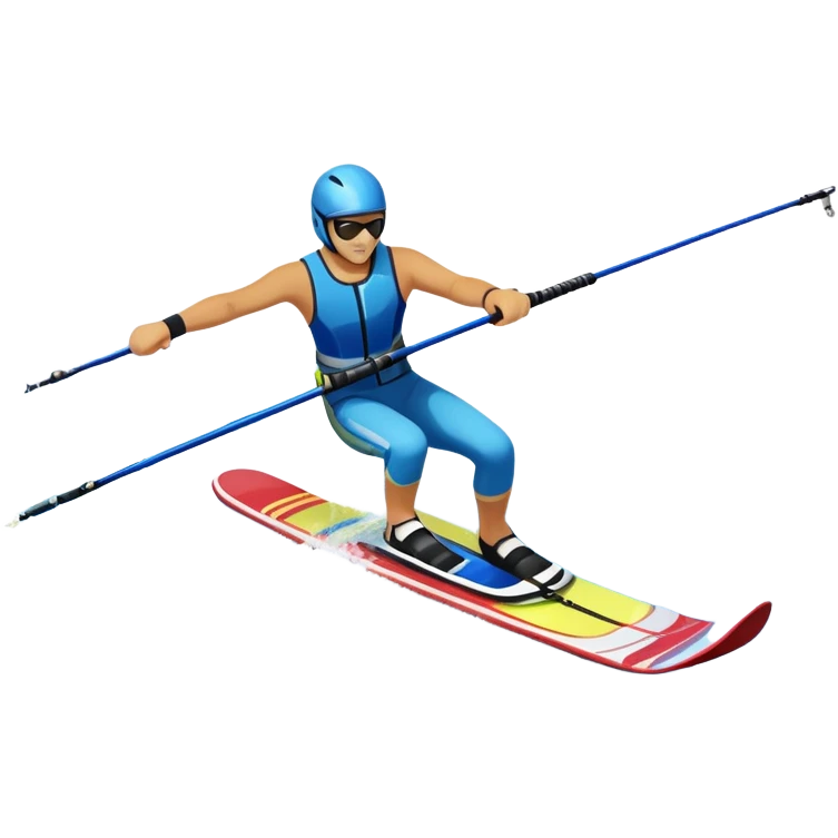 An icon featuring a close-up collage of water skis, splashing water across the surface. The design highlights the motion of the skis cutting through the water. Transparent background emphasizes the thrill of water skiing. emoji
