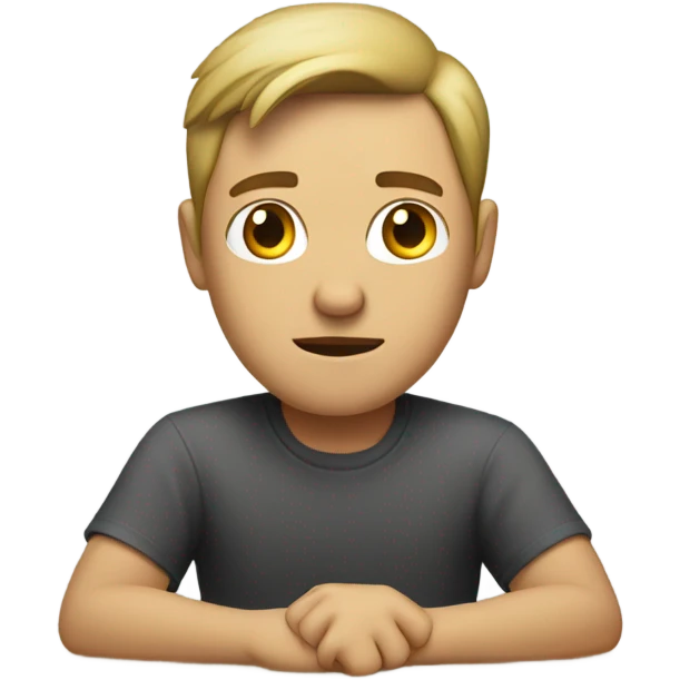 Caucasian sitting around a table looking unhappy emoji