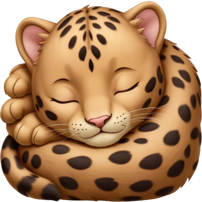 Meme-Worthy cute Sleeping Baby Panther Portrait Emoji, Head resting peacefully with a contented smile, showcasing a luxuriously soft, compact form and eyes gently closed in serene slumber, Simplified yet comically adorable features, highly detailed, glowing with a soft, drowsy glow, high shine, relaxed and utterly lovable, stylized with an air of playful laziness, bright and heartwarming, soft glowing outline, capturing the essence of a sleeping baby panther that feels destined to become the next viral icon of adorable rest! emoji