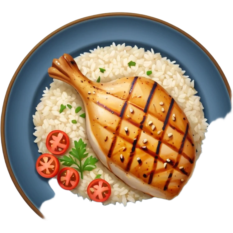 Grilled Breast and rice in a plate emoji