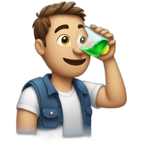 Cartoon Dan drinking seltzer  emoji