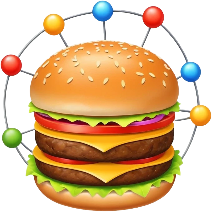 burger with atom electrons orbiting emoji