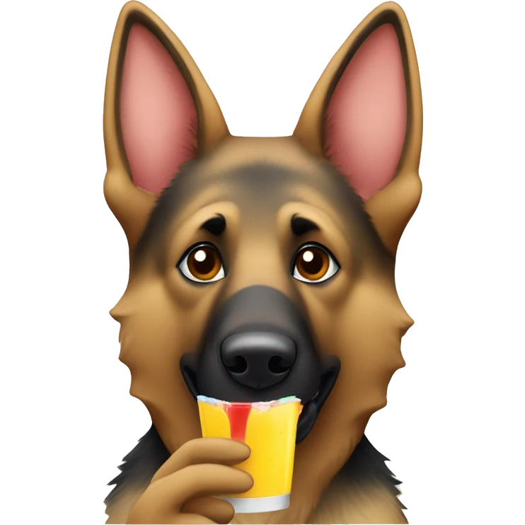 german shepherd fursona character drinking a juice box  emoji