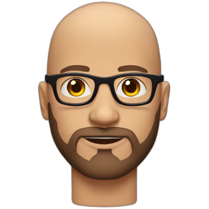 bald man muscled with brown beard and glasses emoji