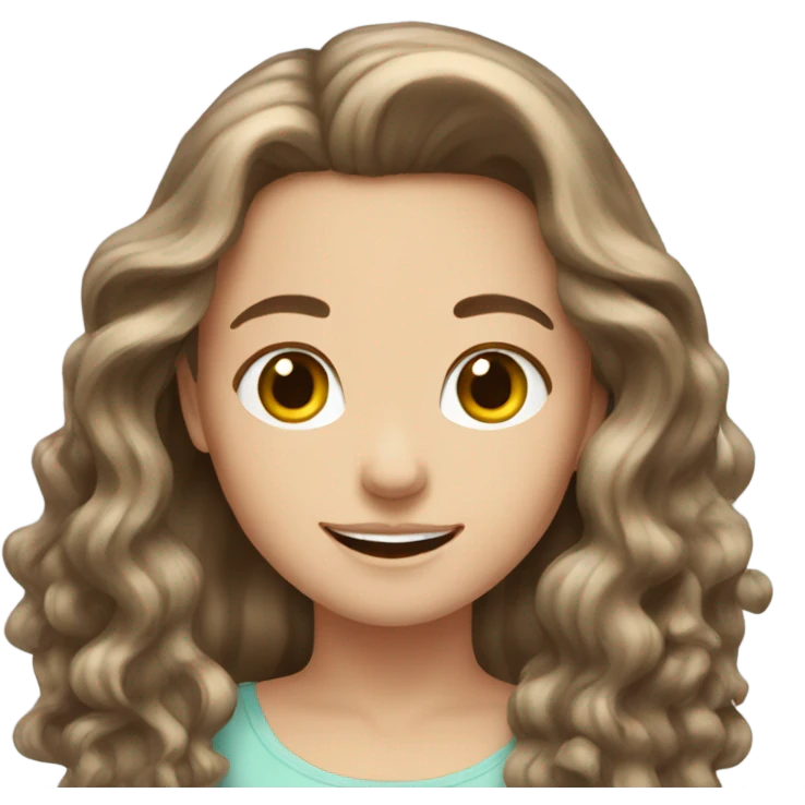 white girl long wavy brown hair happy emoji