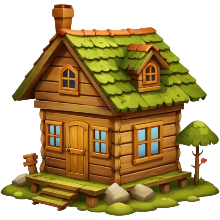 wooden house on live chicken legs emoji