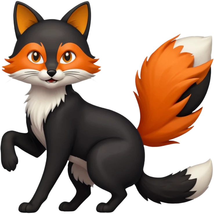 Black cat attack the fox emoji