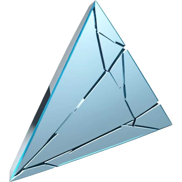 broken mirror shard emoji, sharp chrome edges, high contrast reflections, futuristic minimal 3D style, isolated on white emoji