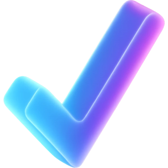 a checkmark with a fancy colorful gradient for the color with blue and purple emoji
