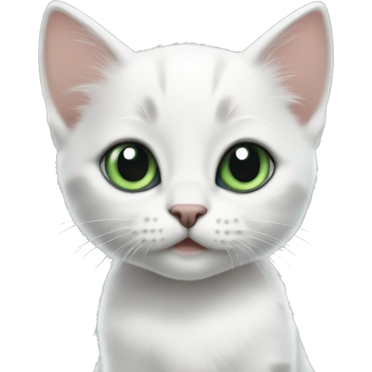 White kitten with grey-green eyes and little черное Spot near the ear emoji