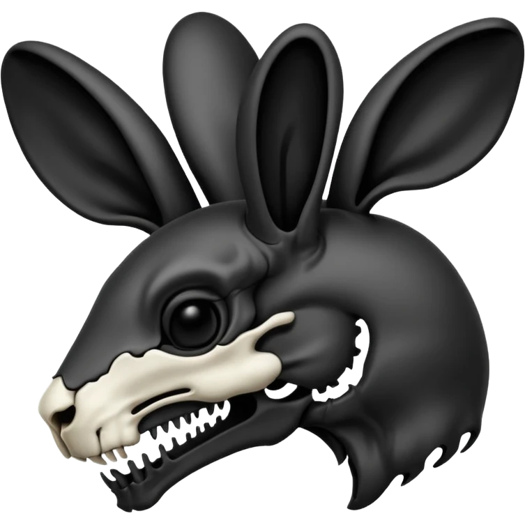 Tête de lapin squelette noire de profil avec des G à la place des yeux  emoji