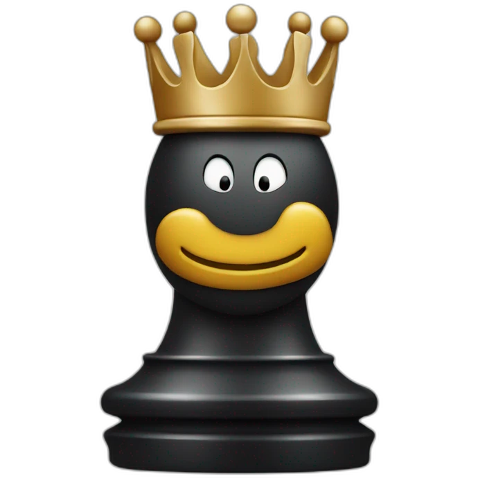 chess piece King black with smiley face emoji