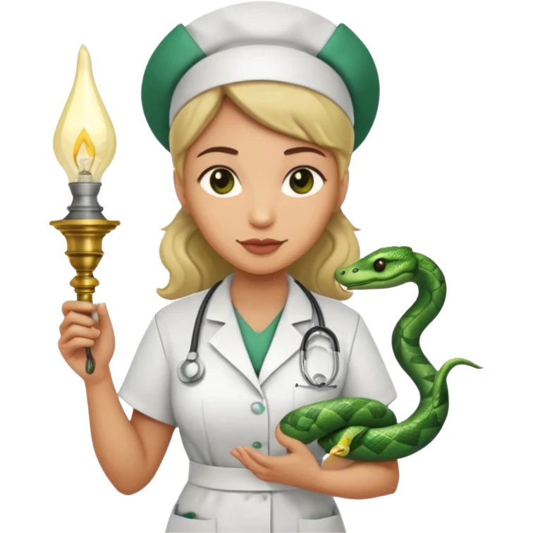 Enfermagem uma lamparina com uma cobra em volta  emoji