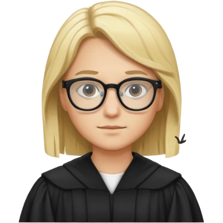 Young judge, blonde hair with glasses and robe emoji
