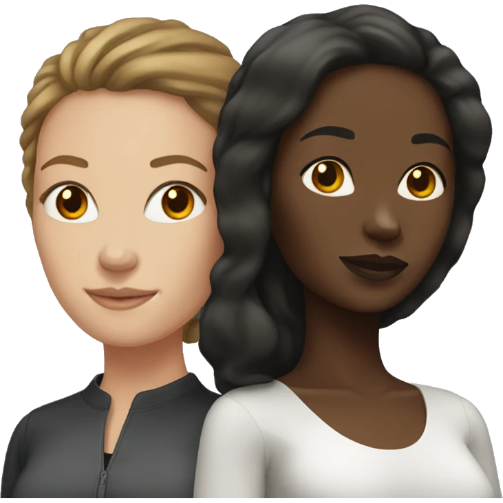 Black woman and brunette white woman emoji