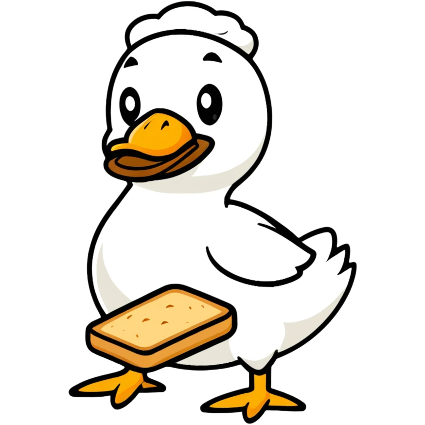 plain duck serving fresh gluten bread emoji