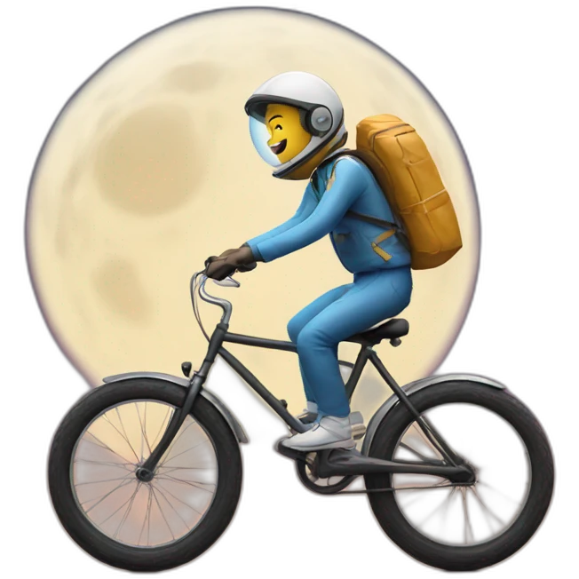 guy riding bike to the moon emoji