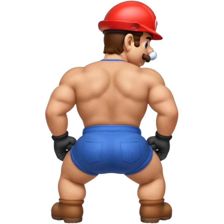 back view of super mario with no pants, huge buttcheeks out  emoji