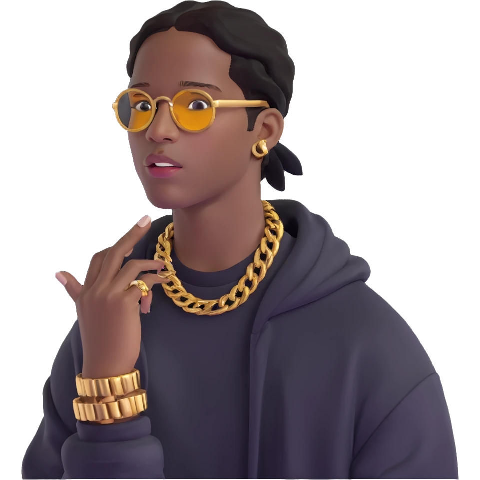 ASAP Rocky with gold grills and designer clothes emoji