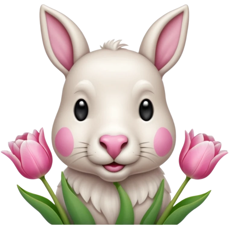 Un 🐑 lindo teniendo un tulipán rosa emoji