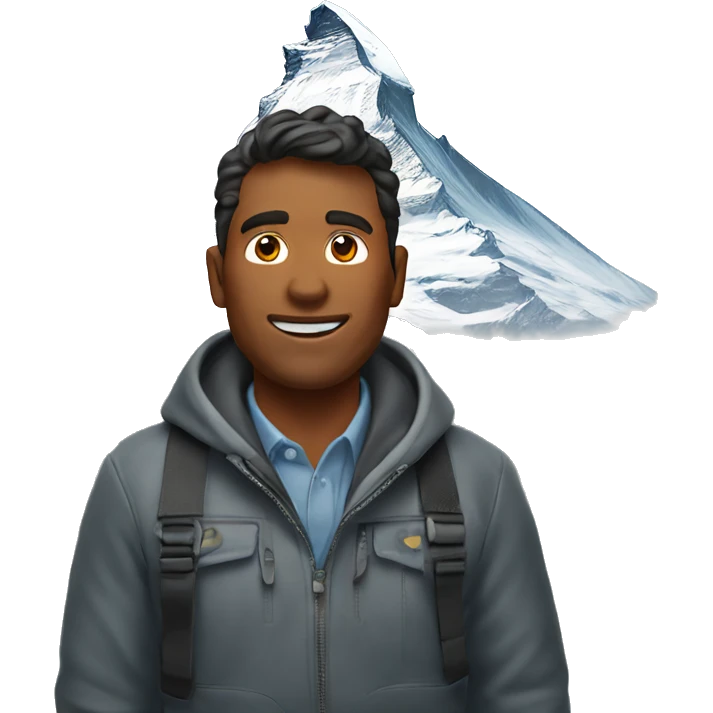 A man standing infront of the matterhorn emoji