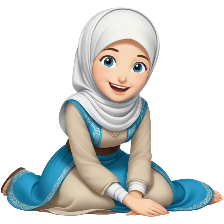 Turkish beautiful finish Konya girl blue eyes with hijab and islamic dress she’s Rolling on the Floor Laughing  emoji
