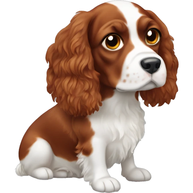 Red and white french britanny spaniel dog emoji