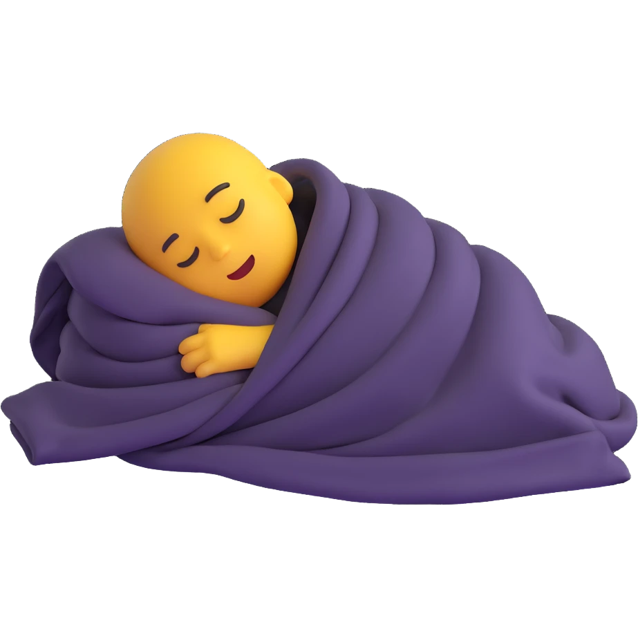 person sleeping under a blanket, 3D emoji style emoji
