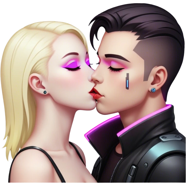 cyberpunk neon kiss emoji
