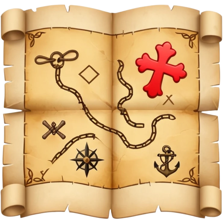 Treasure map with an x emoji