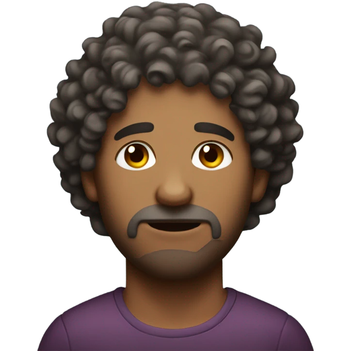 Curly hair guy with bruised face emoji