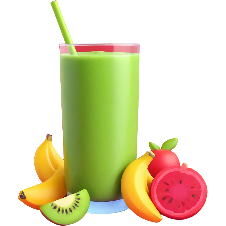 fresh green smoothie with fruits emoji