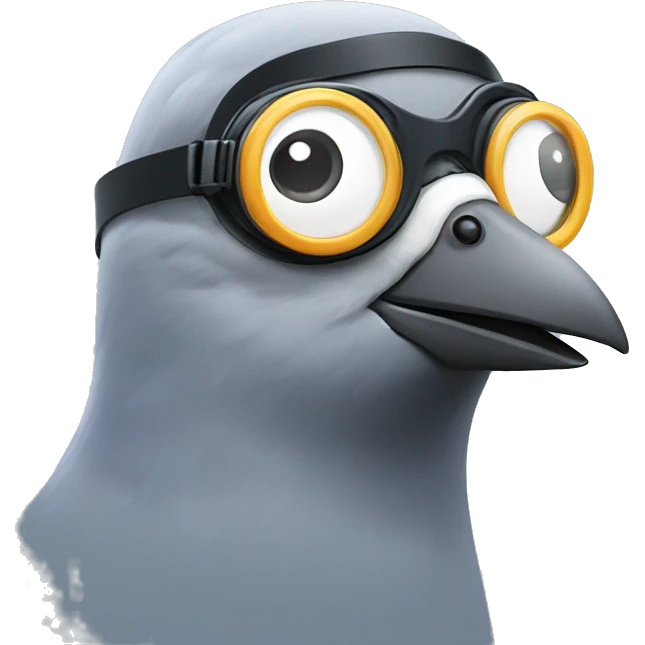 pigeon wearing snorkel and goggles emoji