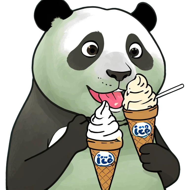 Panda eating ice cream emoji