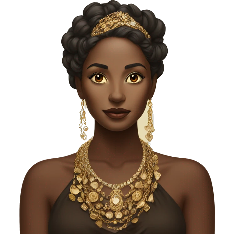 Portrait of stunning brown beauty with gold jewellery  emoji