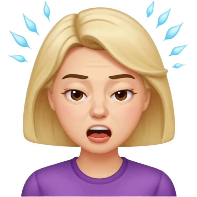 Woman mid-sneeze with puffed cheeks










 emoji