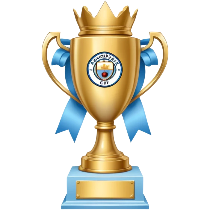 Trophy with Manchester City sky blue ribbons emoji