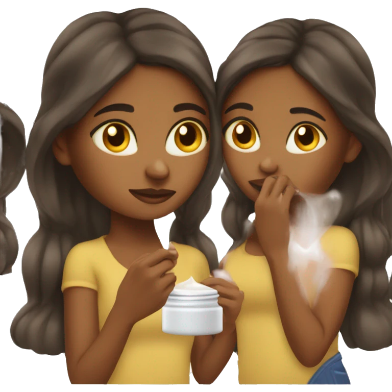 brown girl applying cream on face emoji