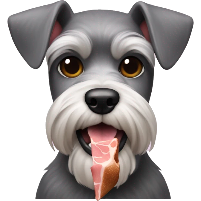 Miniature Schnauzer eating ham emoji