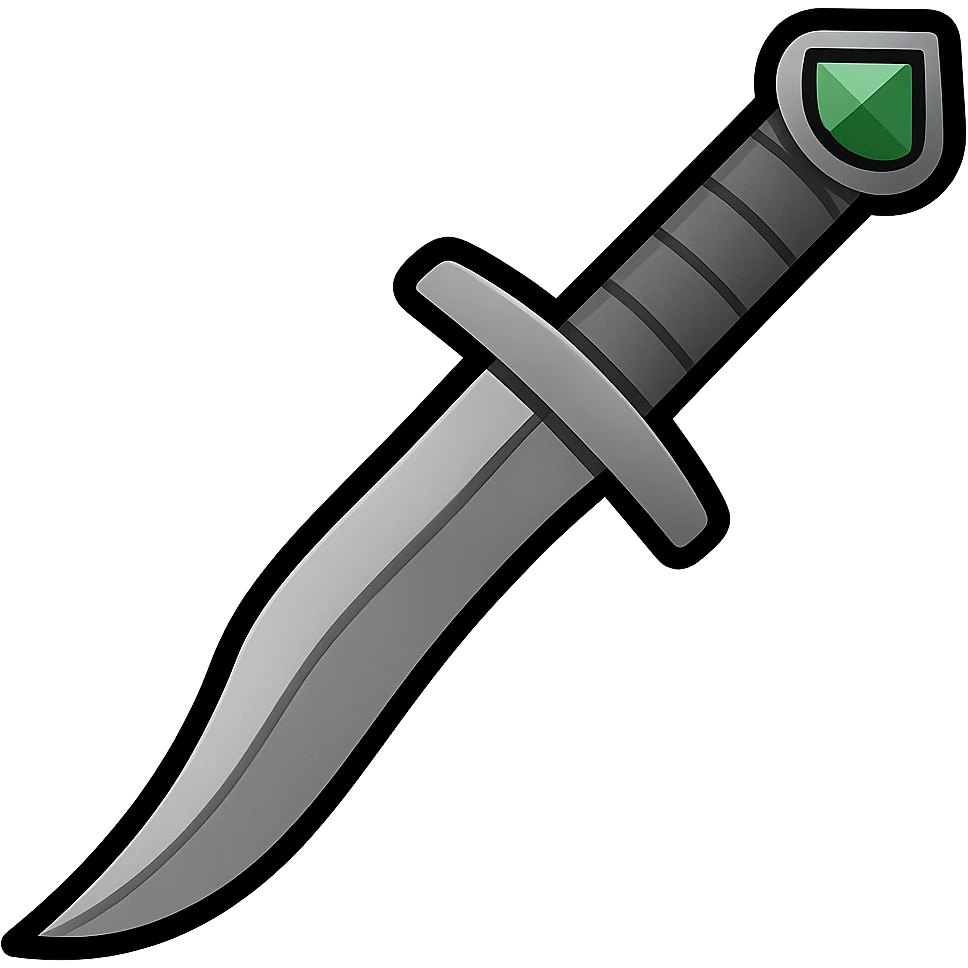 Make the blade slightly curved, keep the hilt simple, only the gemstone in the hilt is colored, in emoji style with transparent background. emoji