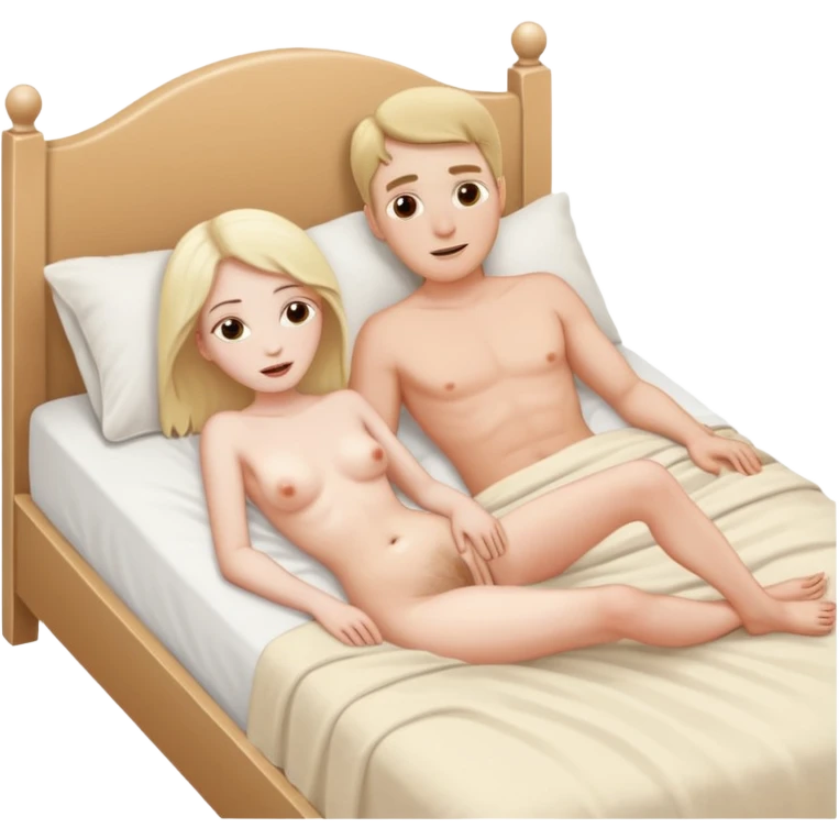 White man and white woman in naked bed together  emoji