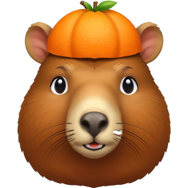 Capibara cu o portocala pe cap emoji