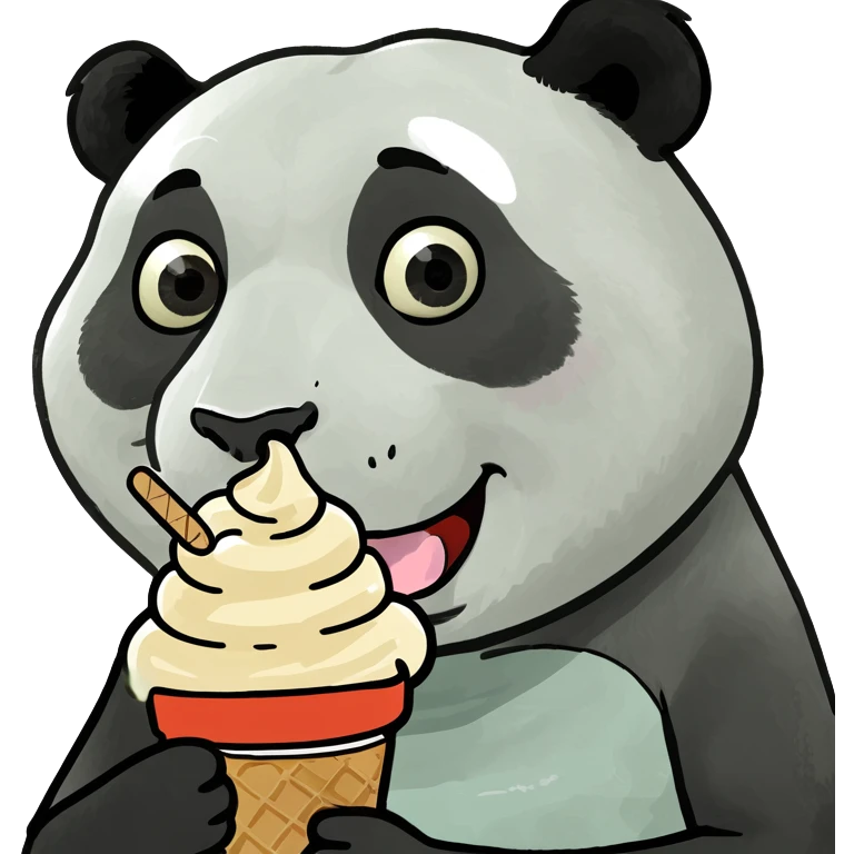 Panda eating ice cream emoji